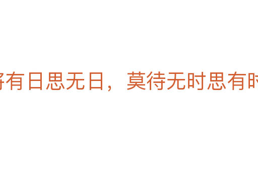 常将有日思无日，莫待无时思有时