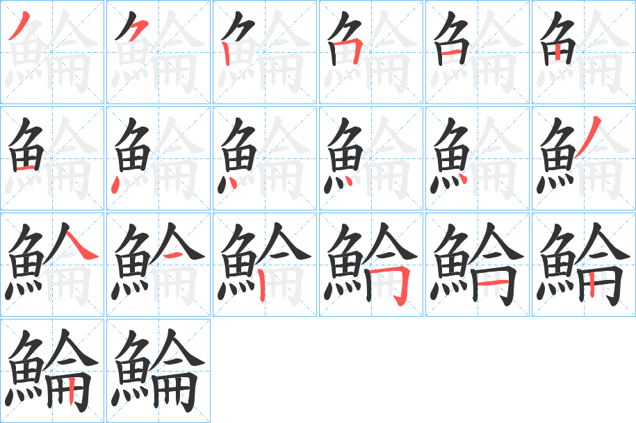 鯩的笔顺分步演示